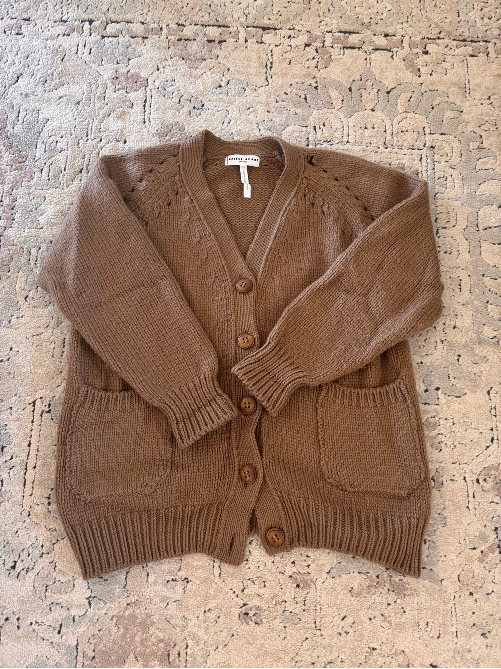 Apiece Apart Brown Knit Button-Front Cardigan